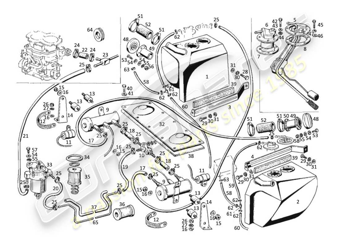 VIEW PARTS DIAGRAMS FROM THE MASERATI KYALAMI PARTS CATALOGUE a part diagram from the maserati kyalami parts catalogue