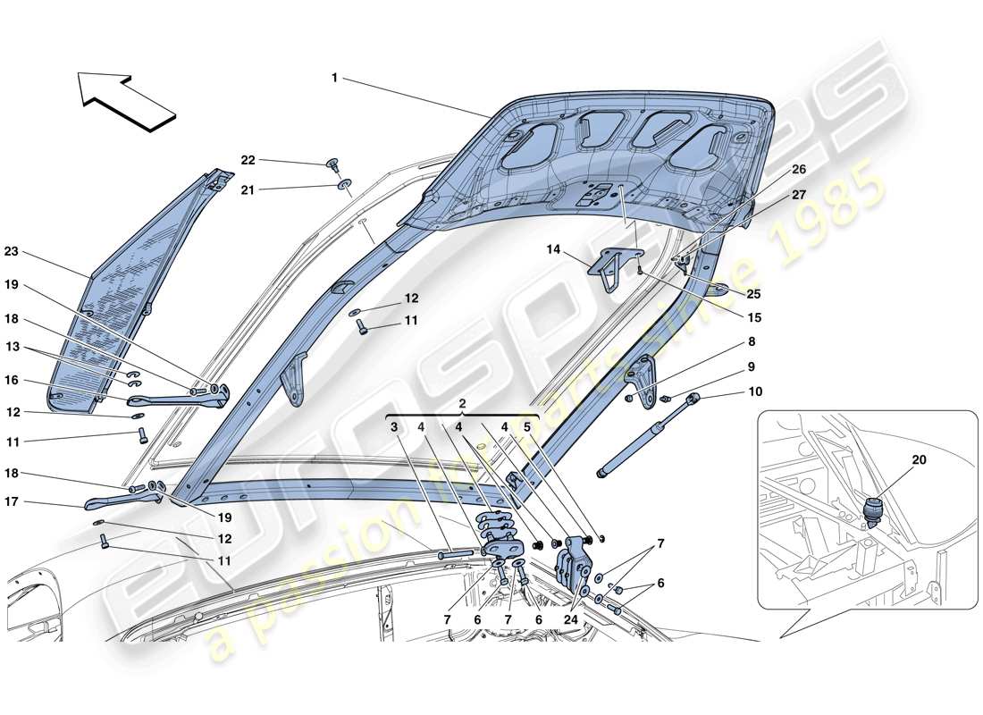 a part diagram from the ferrari 458 speciale (rhd) parts catalogue