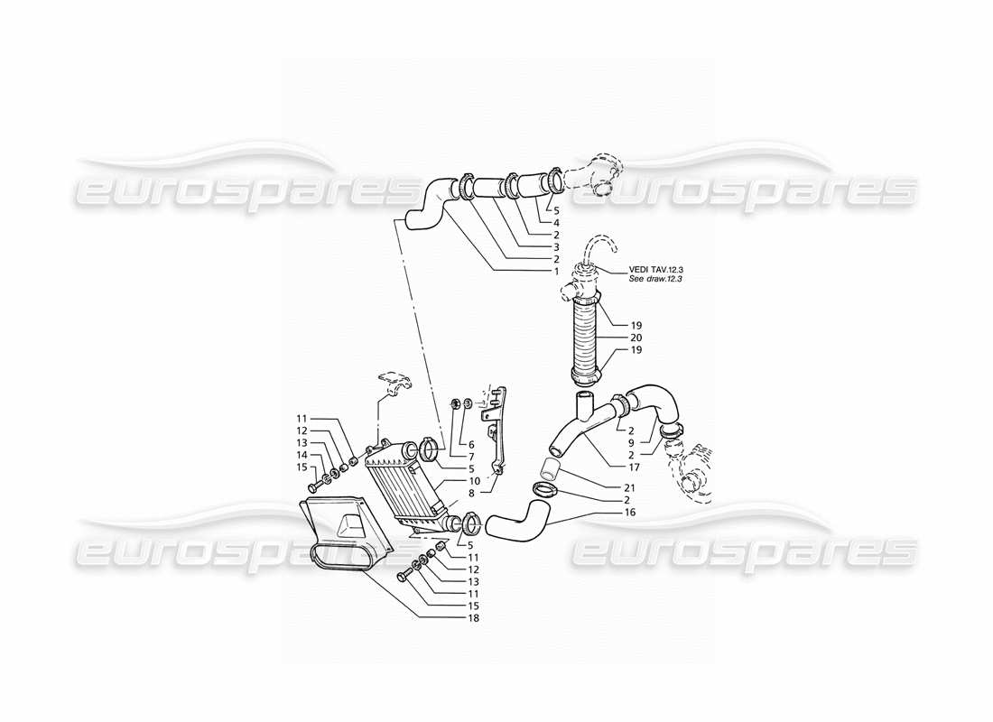 a part diagram from the maserati ghibli (1993-1995) parts catalogue