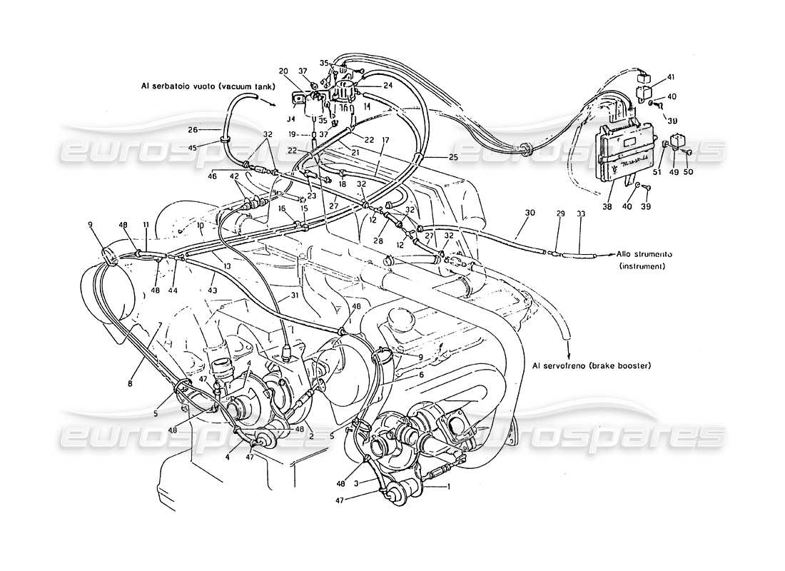 a part diagram from the maserati biturbo 2.5 (1984) parts catalogue