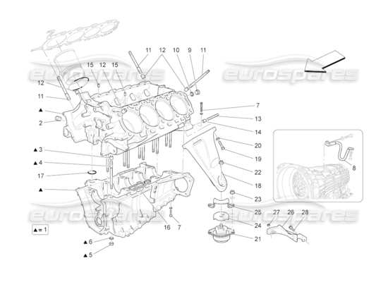 a part diagram from the maserati grancabrio parts catalogue