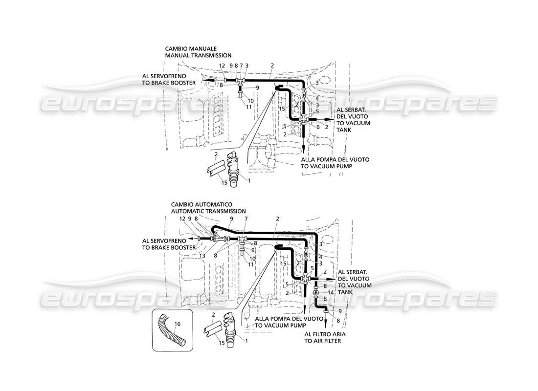 a part diagram from the maserati quattroporte (1996-2001) parts catalogue
