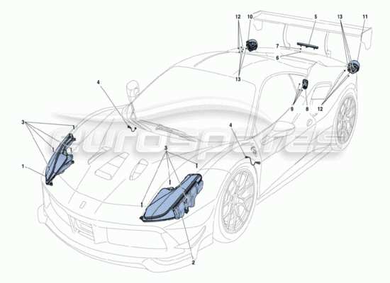 a part diagram from the ferrari 488 parts catalogue