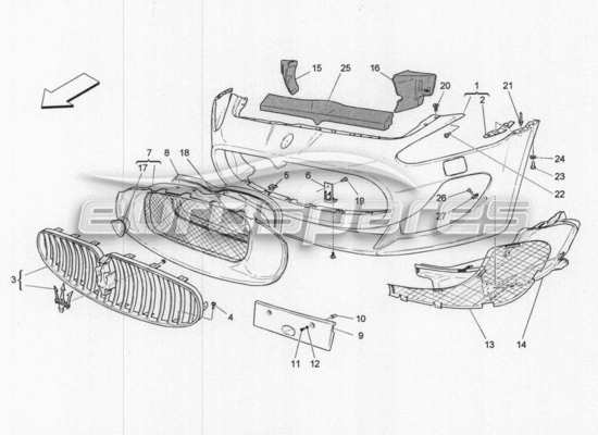 a part diagram from the maserati grancabrio parts catalogue