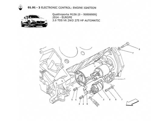 a part diagram from the maserati quattroporte m156 (2014 onwards) parts catalogue