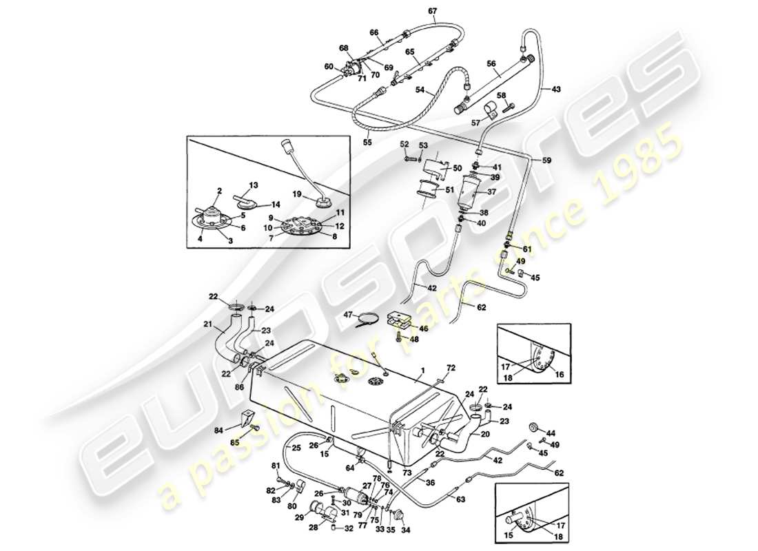 aston martin v8 volante (1999) fuel system part diagram