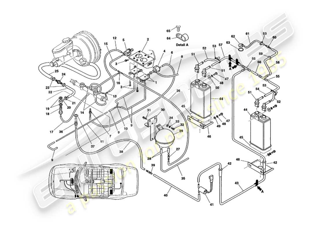 aston martin v8 volante (2000) vacuum system part diagram