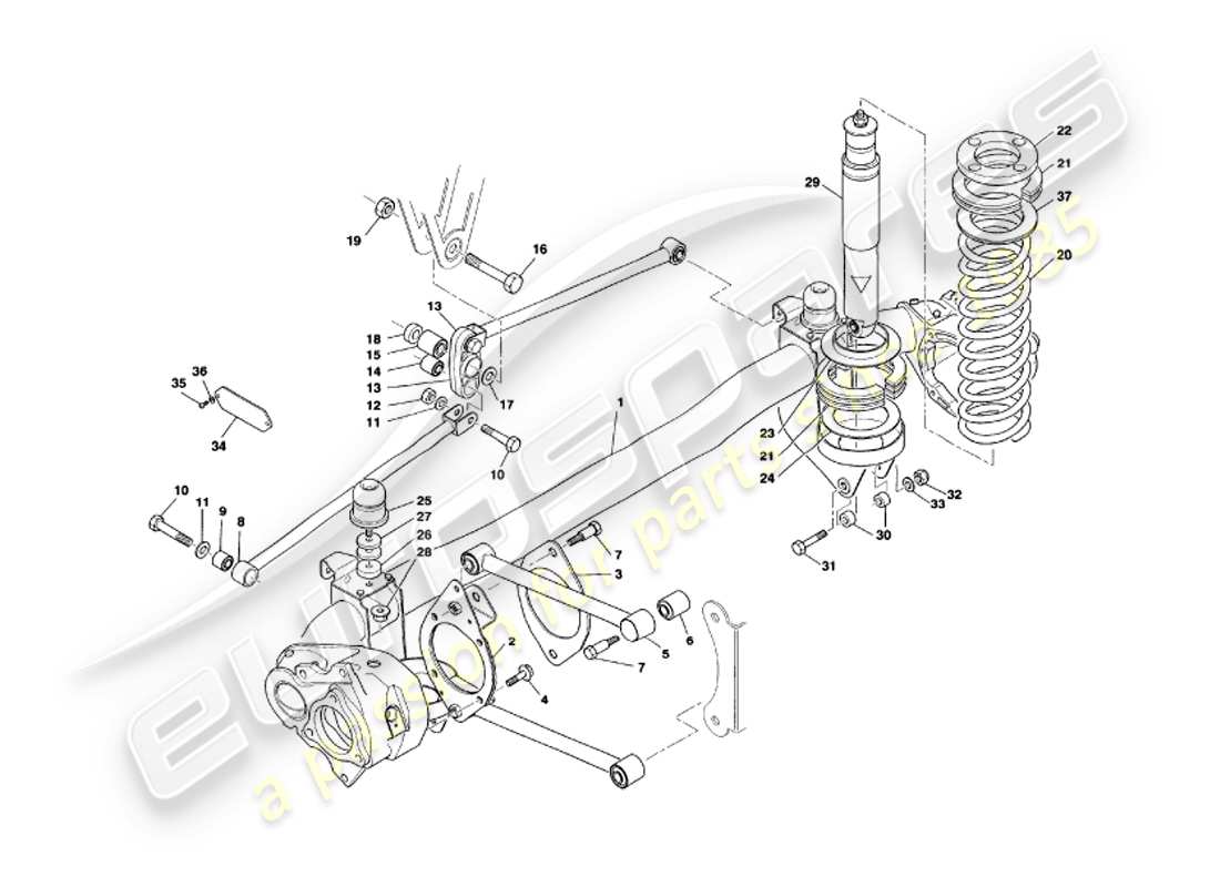 aston martin v8 volante (2000) rear suspension part diagram