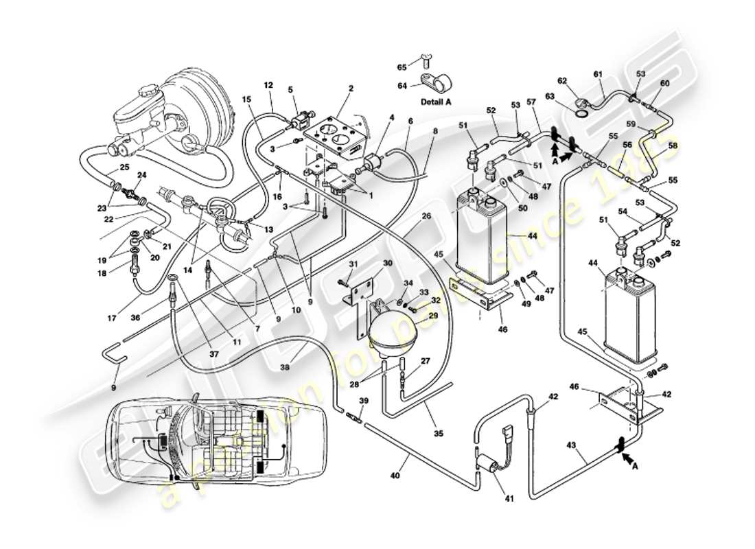 aston martin v8 volante (1999) vacuum system part diagram