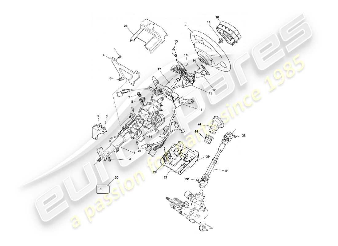 aston martin vanquish (2003) steering column parts diagram