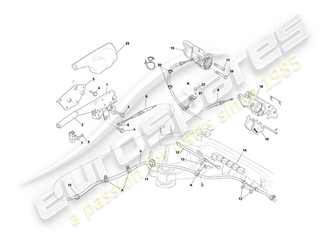 aston martin vanquish (2004) handbrake part diagram
