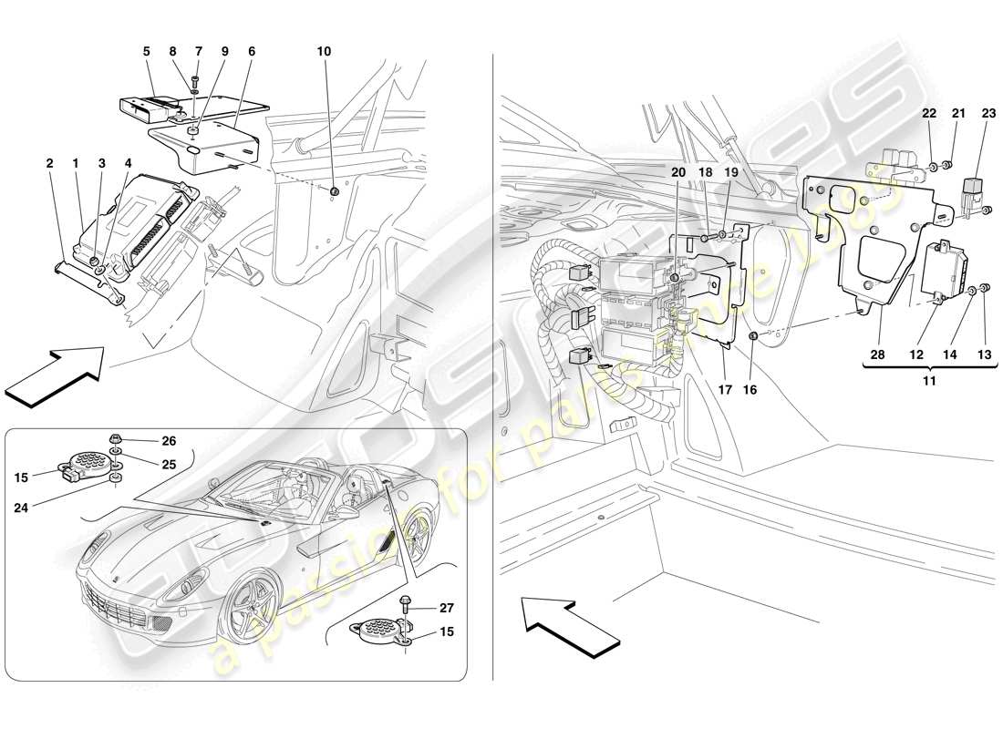 ferrari 599 sa aperta (rhd) luggage compartment ecus parts diagram