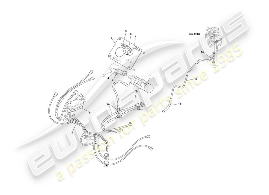 aston martin db7 vantage (1999) vacuum system part diagram