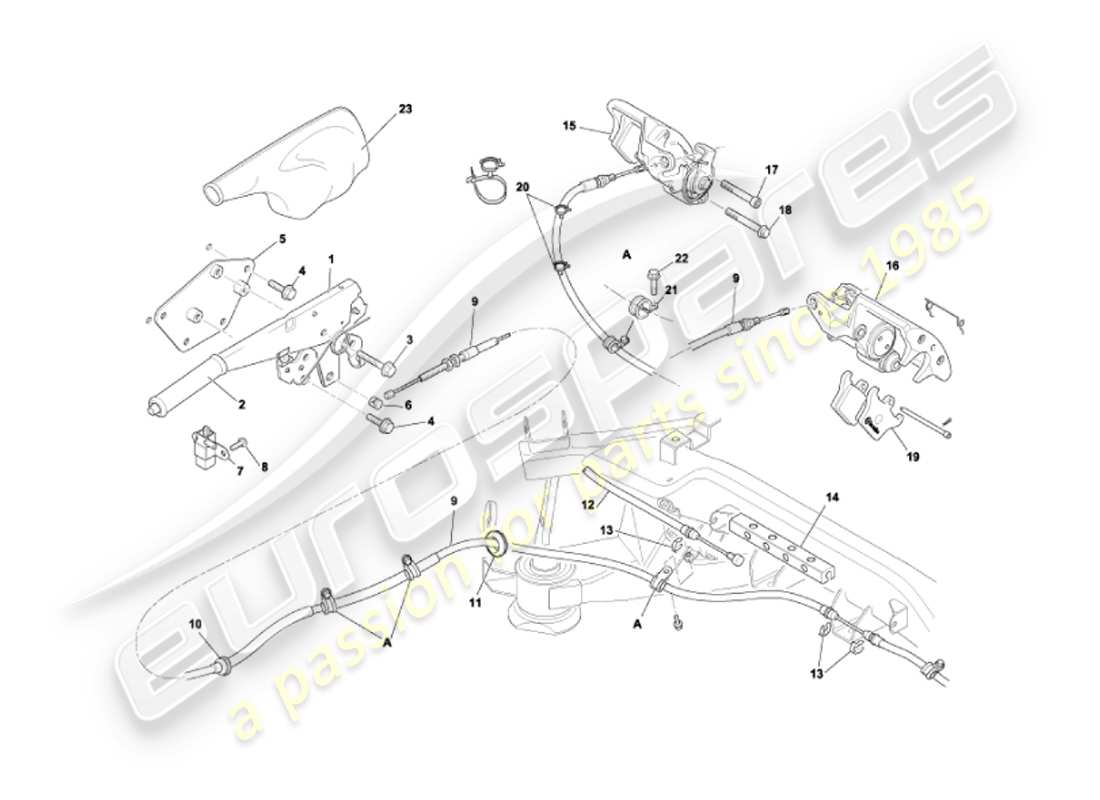 aston martin vanquish (2007) handbrake part diagram