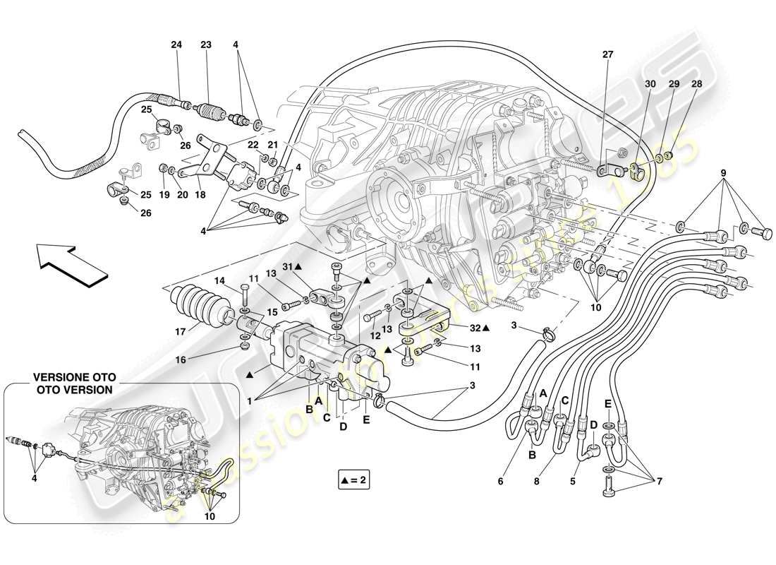 ferrari 612 sessanta (rhd) f1 clutch hydraulic control parts diagram