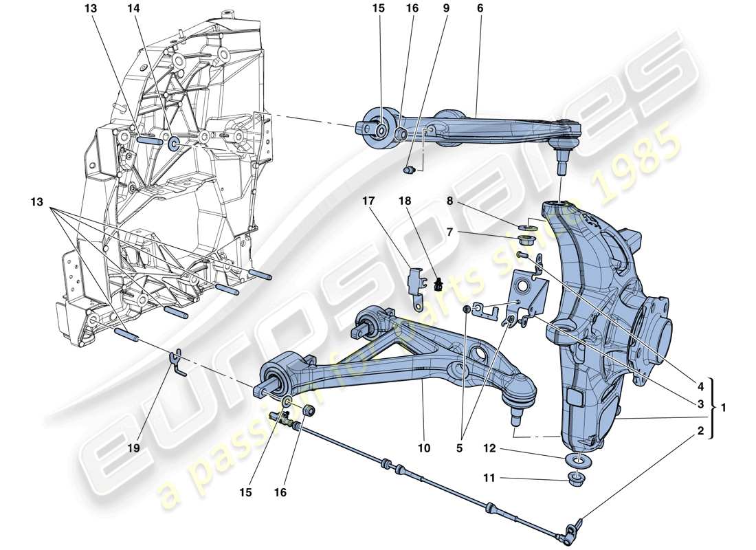 ferrari california t (usa) front suspension - arms parts diagram