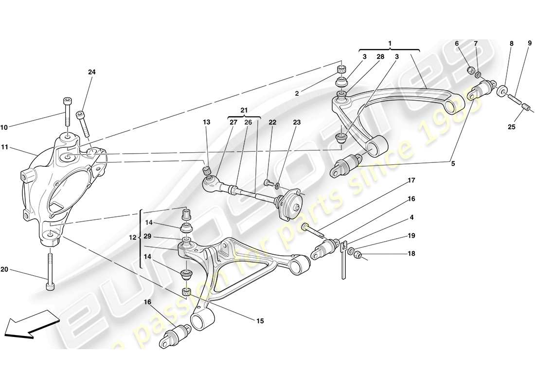 ferrari f430 coupe (europe) rear suspension - arms parts diagram