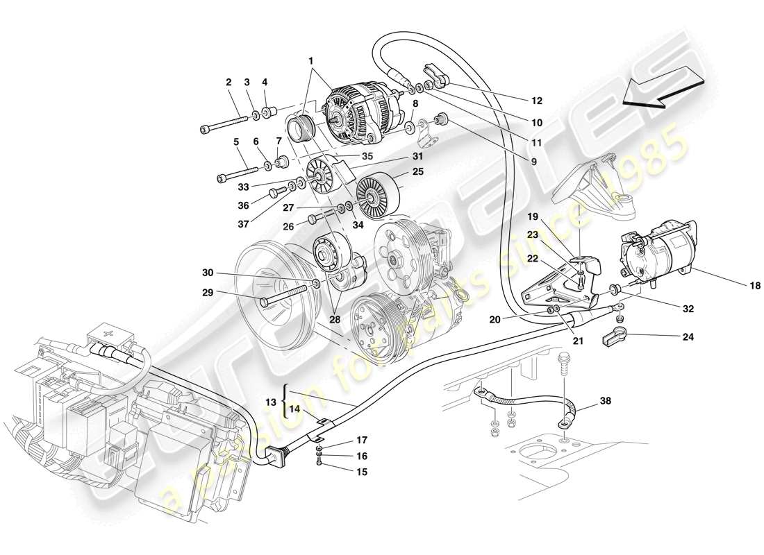 ferrari f430 scuderia (rhd) alternator - starter motor parts diagram