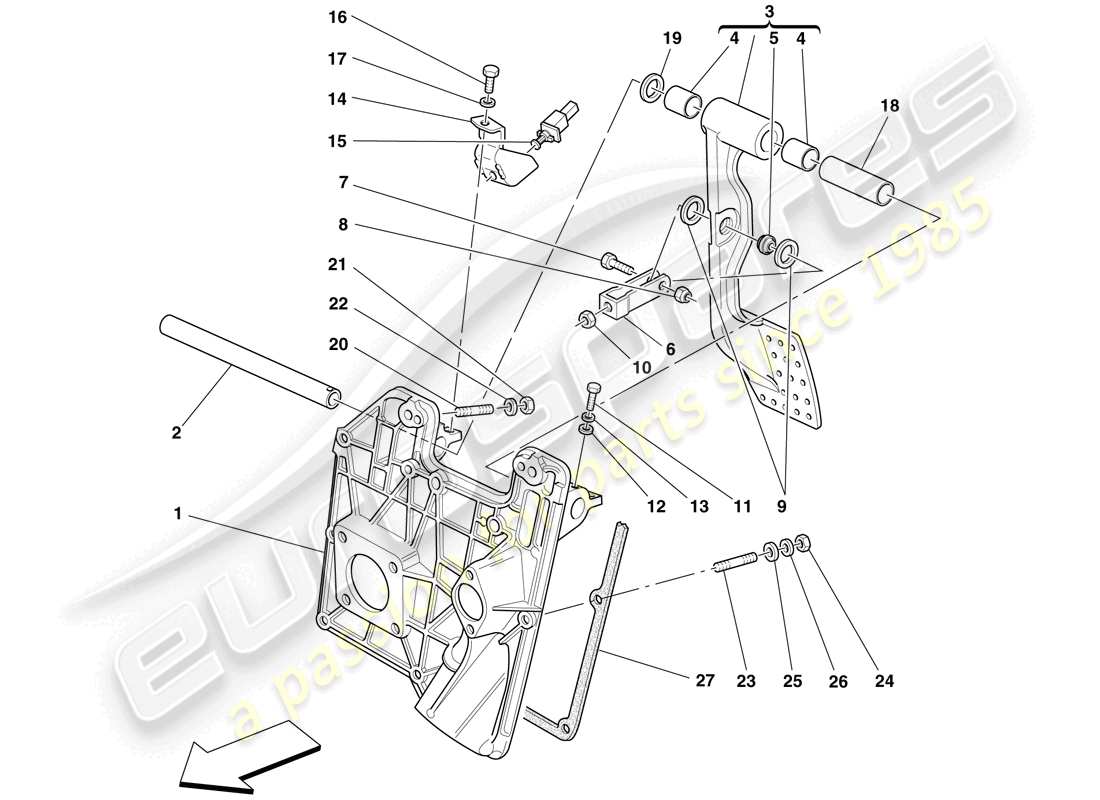 ferrari f430 scuderia (rhd) pedal board parts diagram