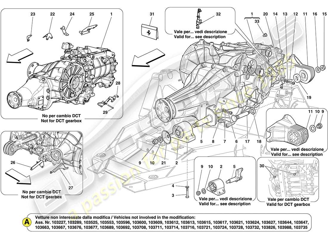 ferrari california (europe) gearbox housing parts diagram