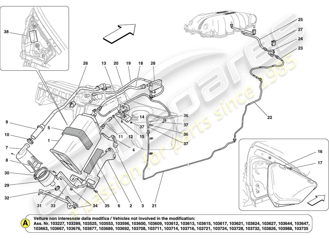 ferrari california (europe) evaporative emissions control system part diagram