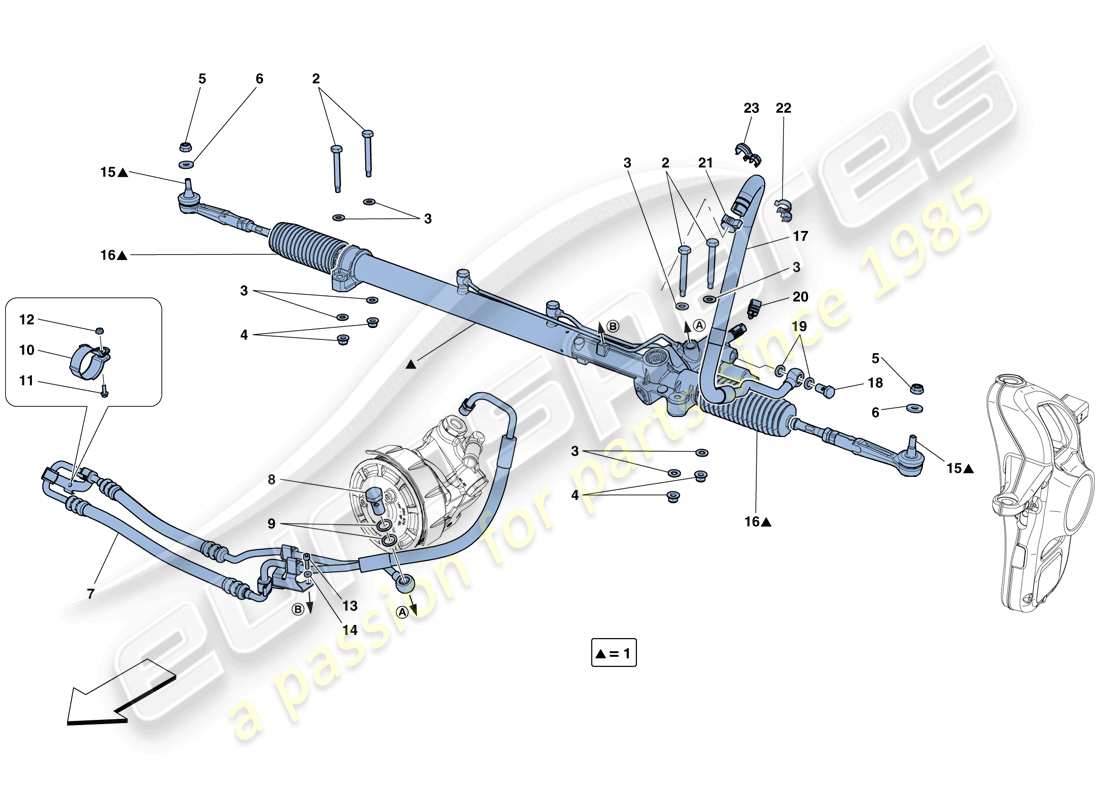 ferrari gtc4 lusso (rhd) hydraulic power steering box part diagram