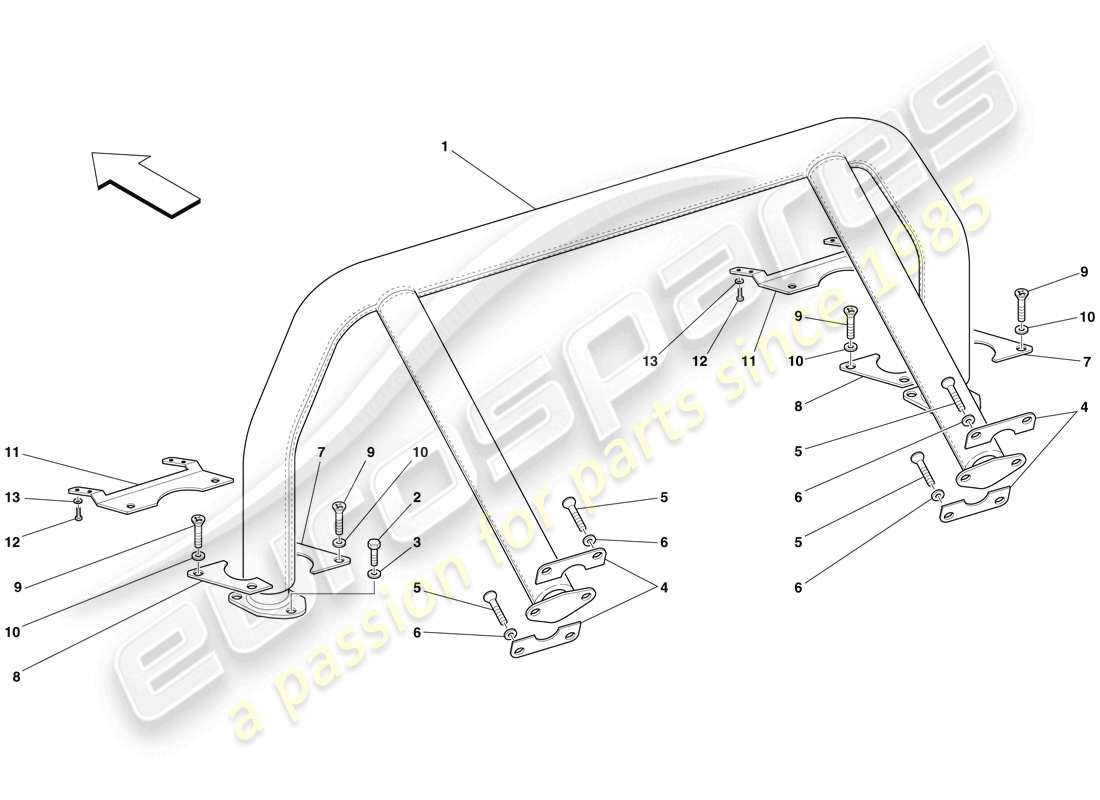 ferrari 599 gtb fiorano (europe) rollbar parts diagram