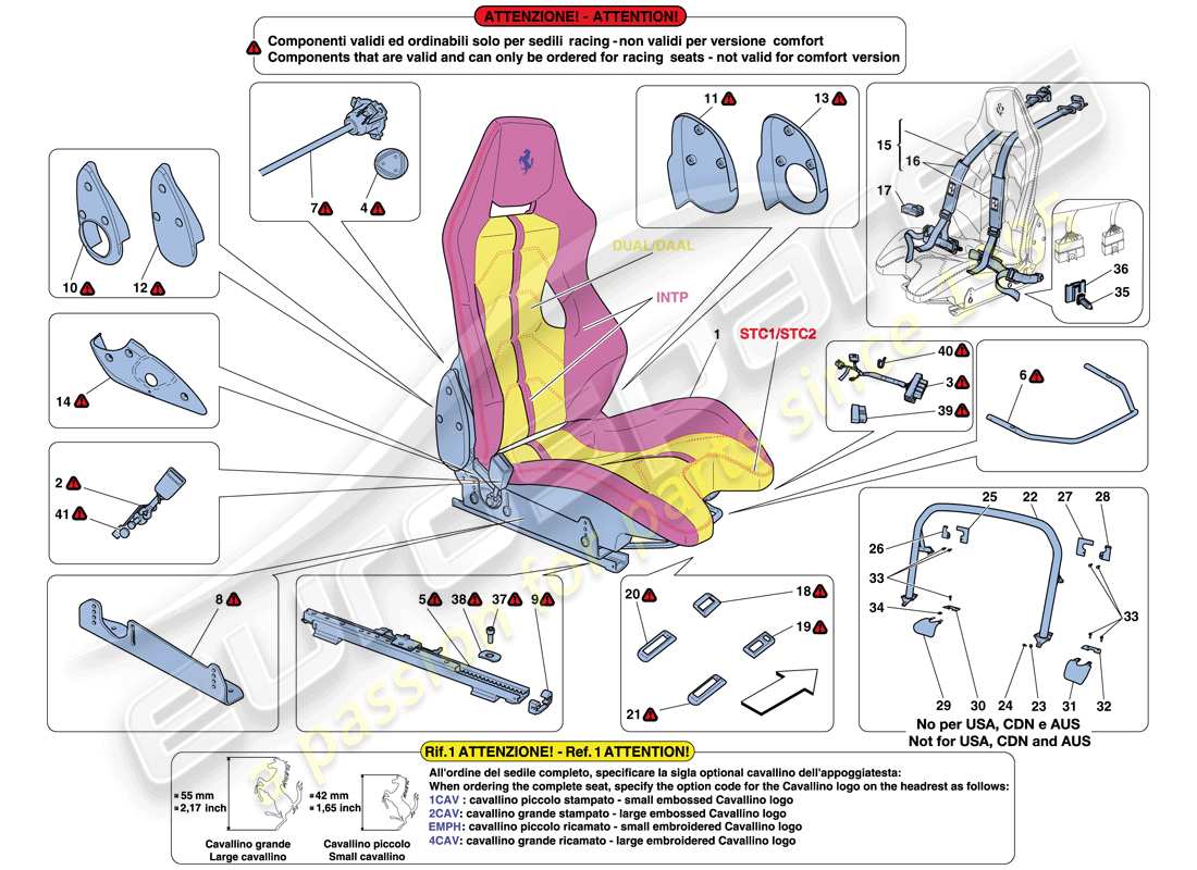 ferrari 458 italia (rhd) racing seat part diagram