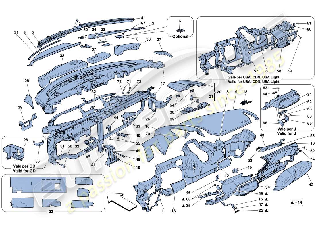ferrari 458 speciale (usa) dashboard parts diagram