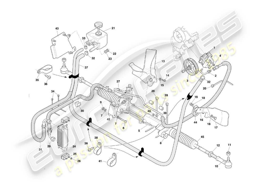 aston martin db7 vantage (2002) power steering part diagram