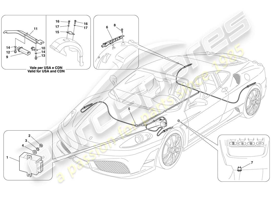 ferrari f430 scuderia (rhd) tyre pressure monitoring system parts diagram