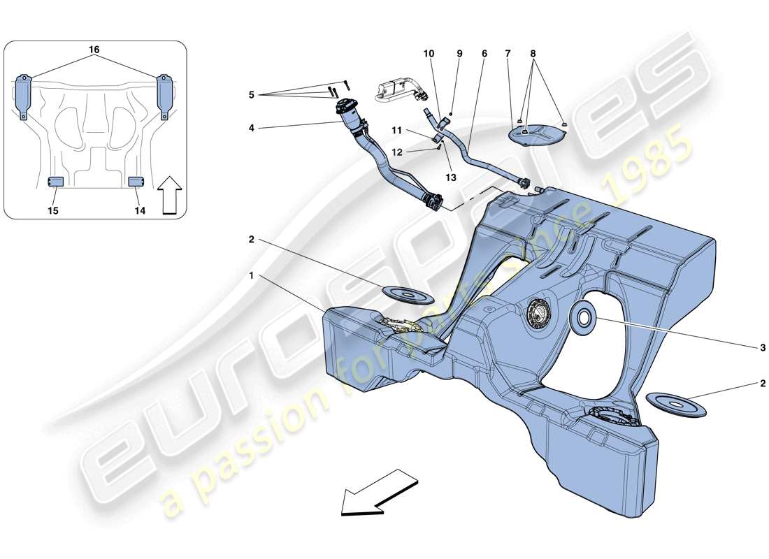 ferrari gtc4 lusso t (rhd) fuel tank and filler neck part diagram