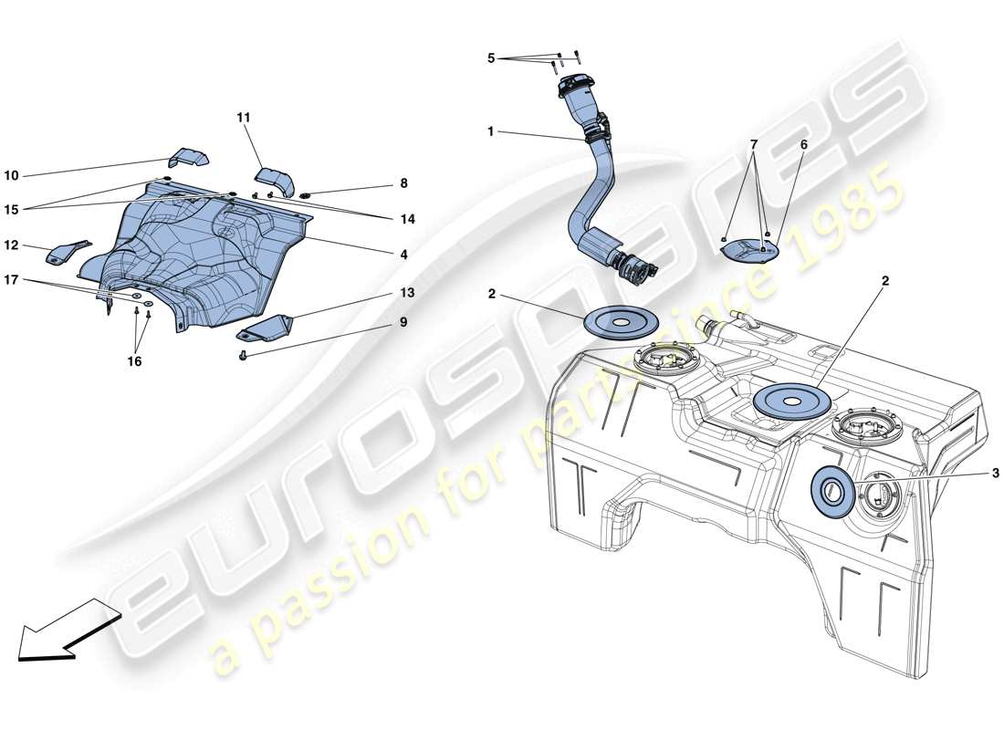 ferrari 812 superfast (usa) fuel tank and filler neck parts diagram