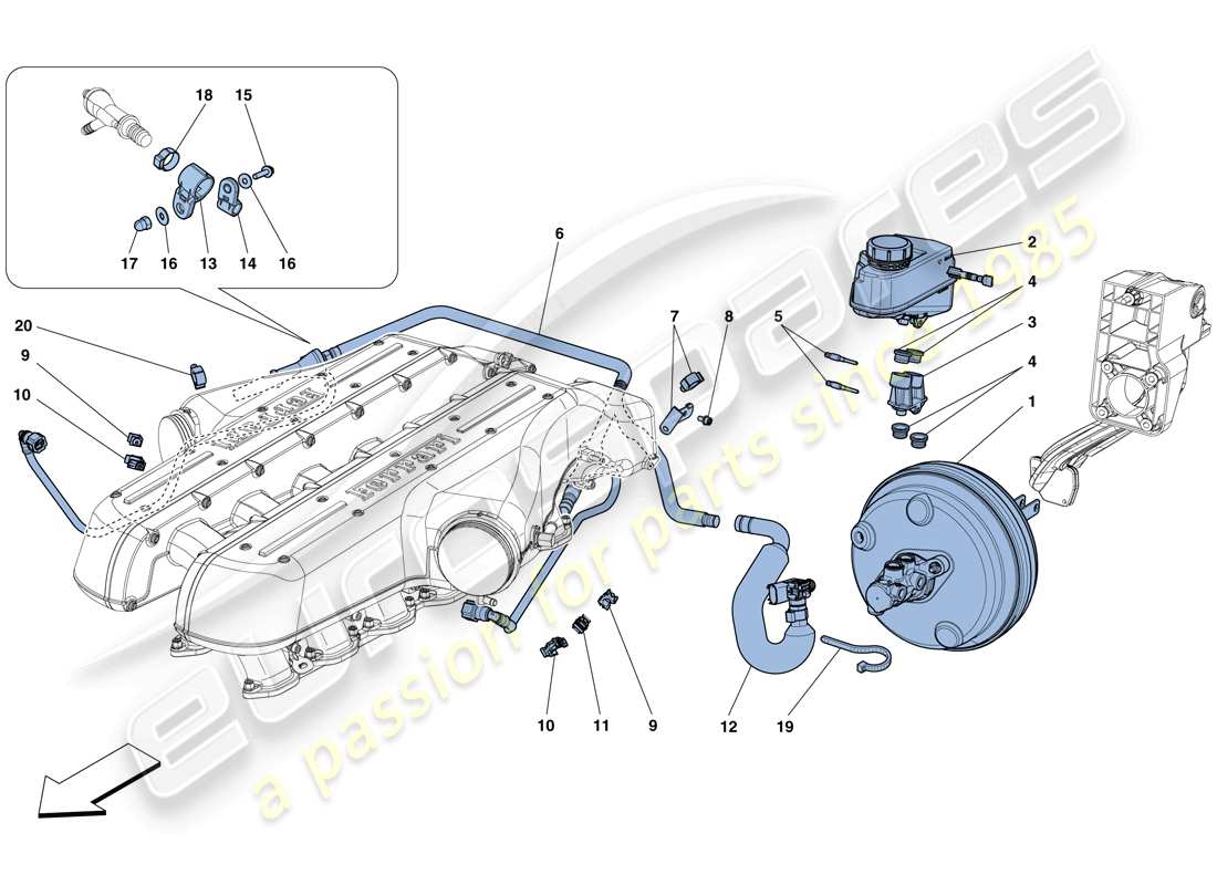 ferrari gtc4 lusso (rhd) servo brake system part diagram