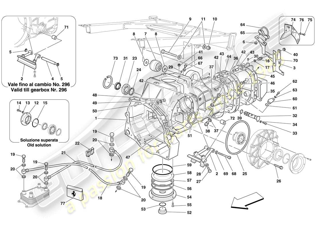 ferrari f430 spider (usa) gearbox - covers parts diagram