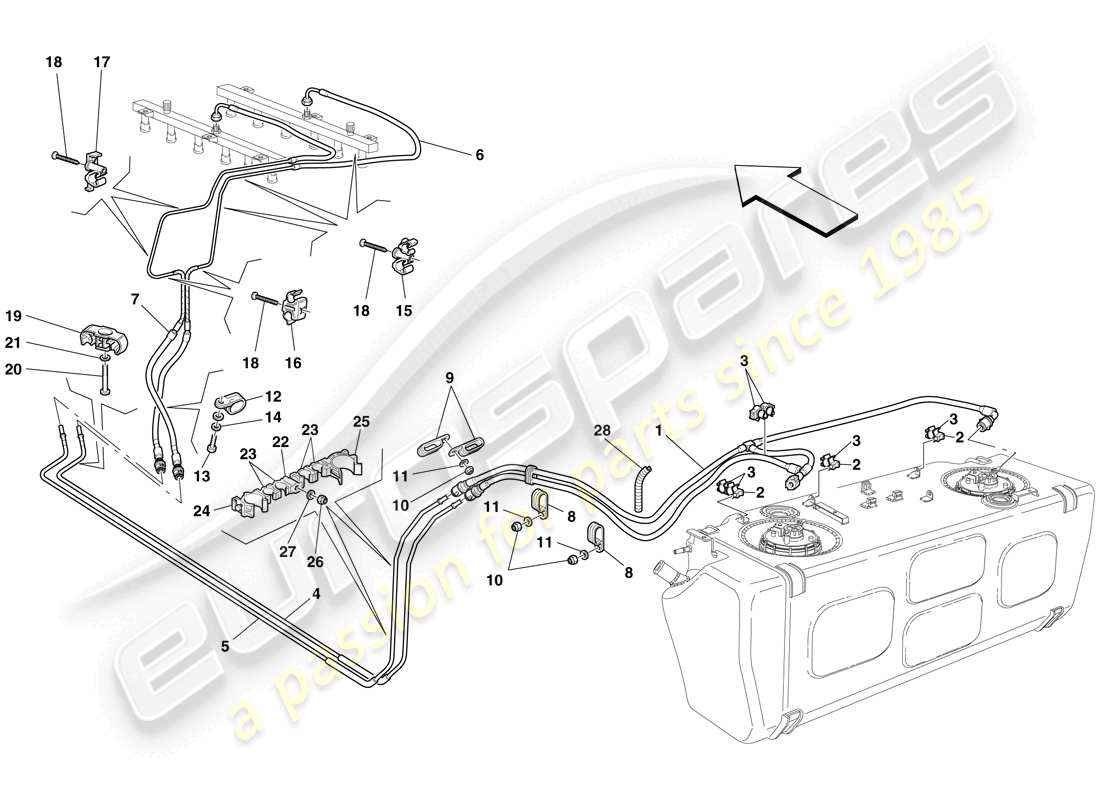 ferrari 612 sessanta (usa) fuel system parts diagram
