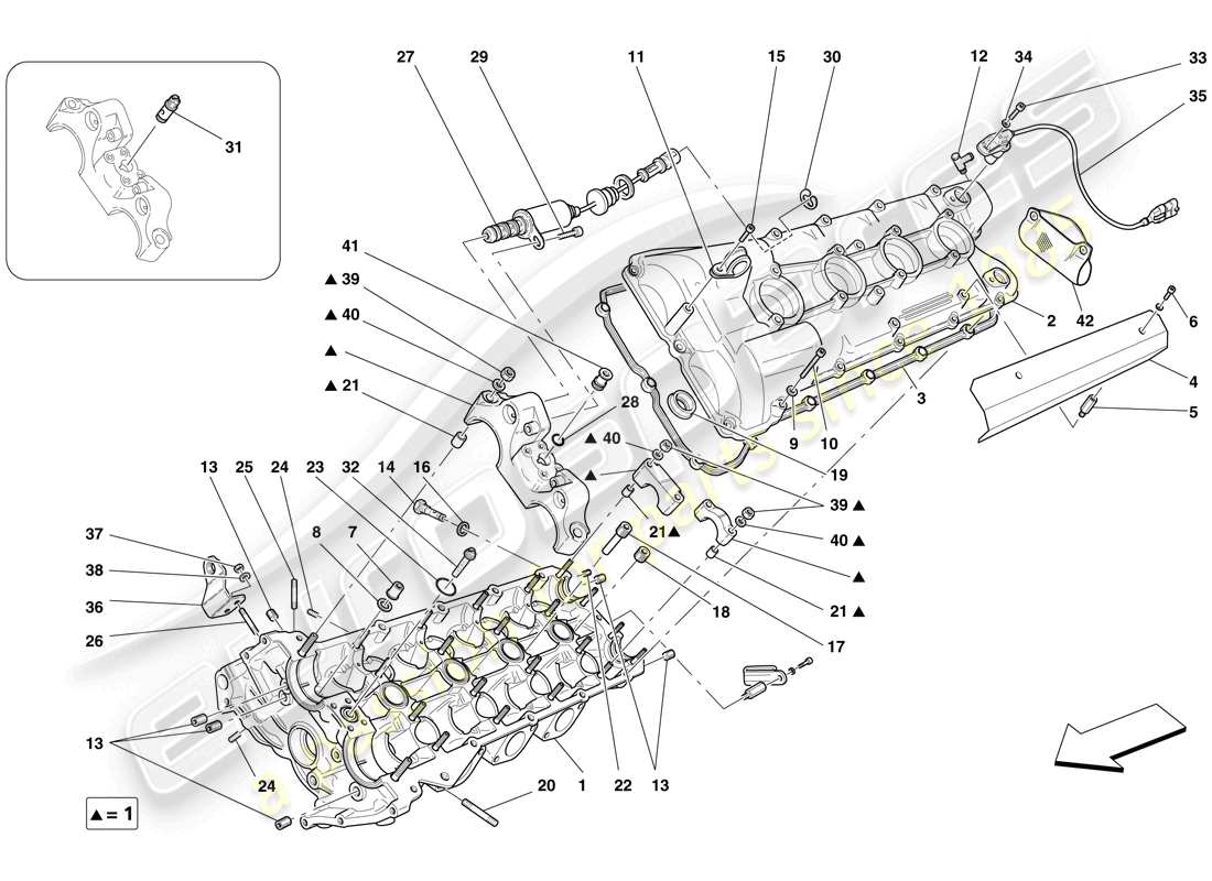 ferrari f430 scuderia (europe) left hand cylinder head part diagram