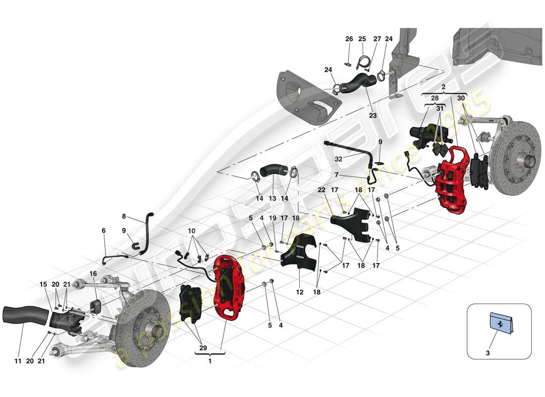 ferrari laferrari (europe) front and rear brake calipers parts diagram