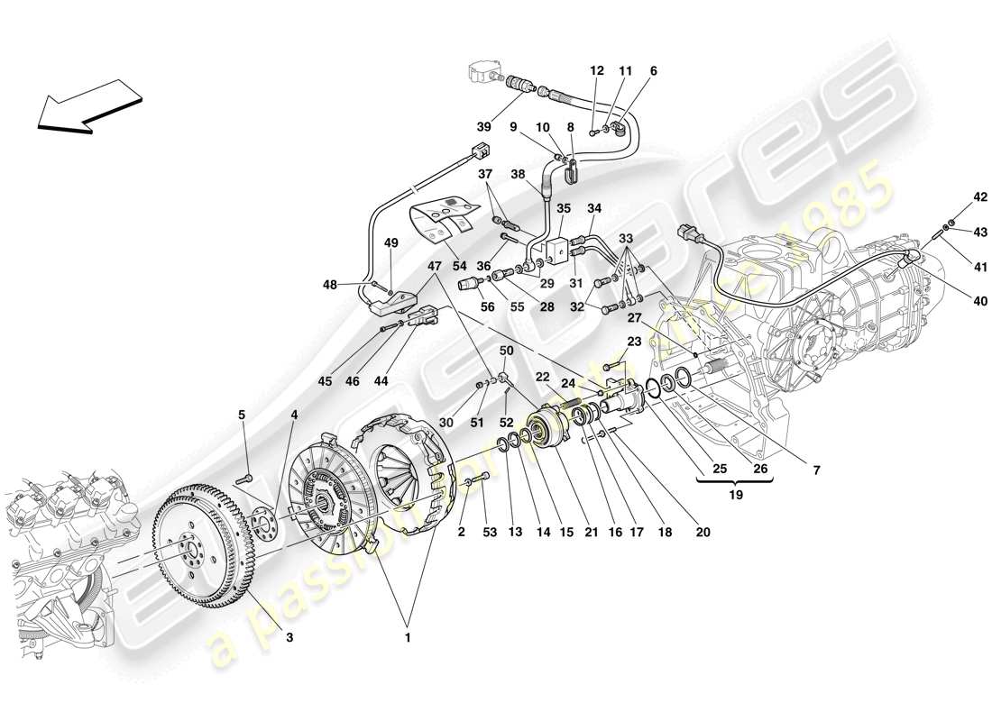 ferrari f430 scuderia (europe) clutch and controls part diagram