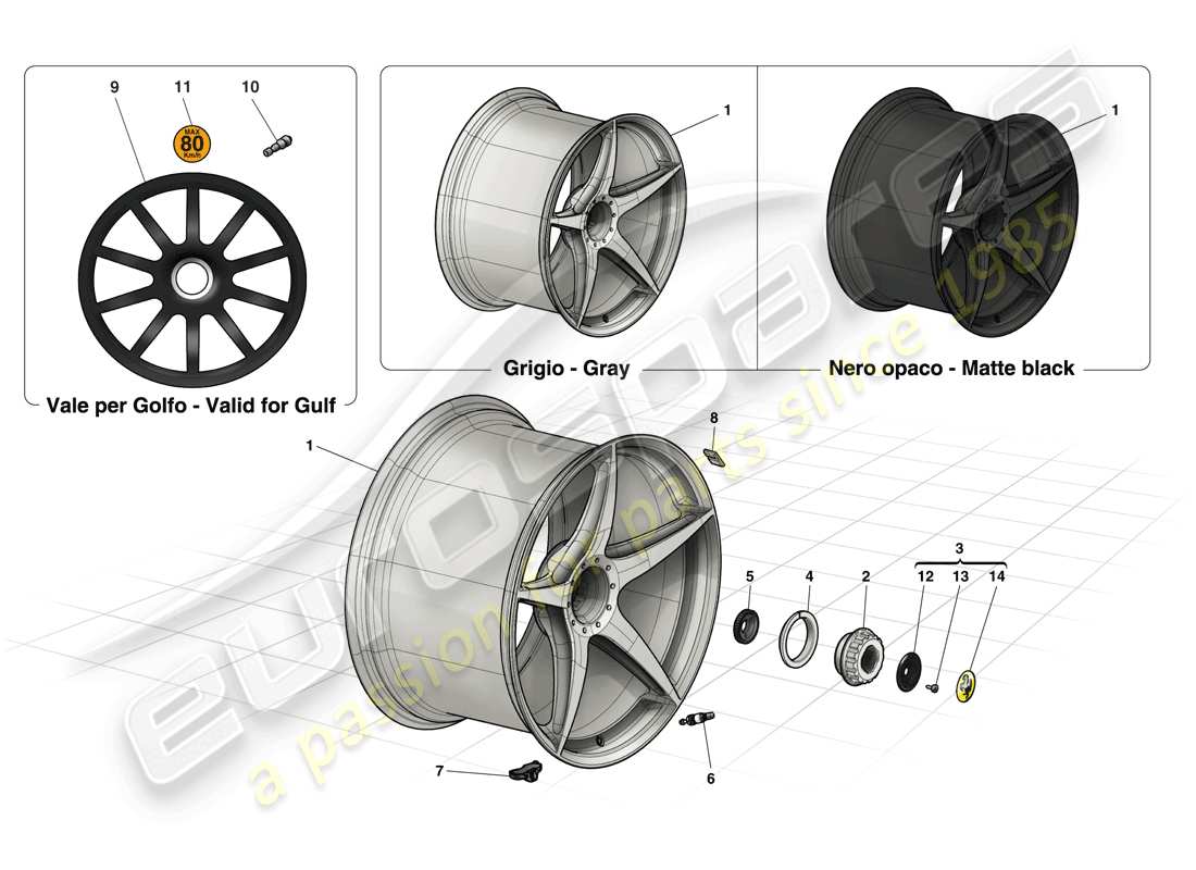 ferrari laferrari (usa) wheels parts diagram