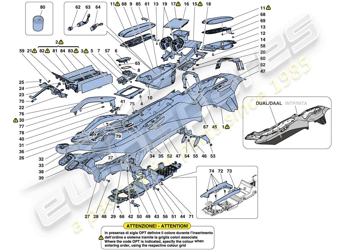 ferrari gtc4 lusso (rhd) tunnel - substructure and accessories part diagram