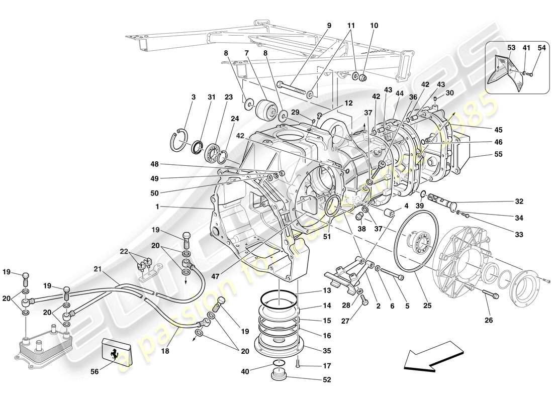 ferrari f430 scuderia (rhd) gearbox - covers parts diagram