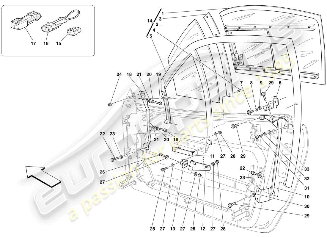 ferrari f430 scuderia (rhd) quarterlight parts diagram