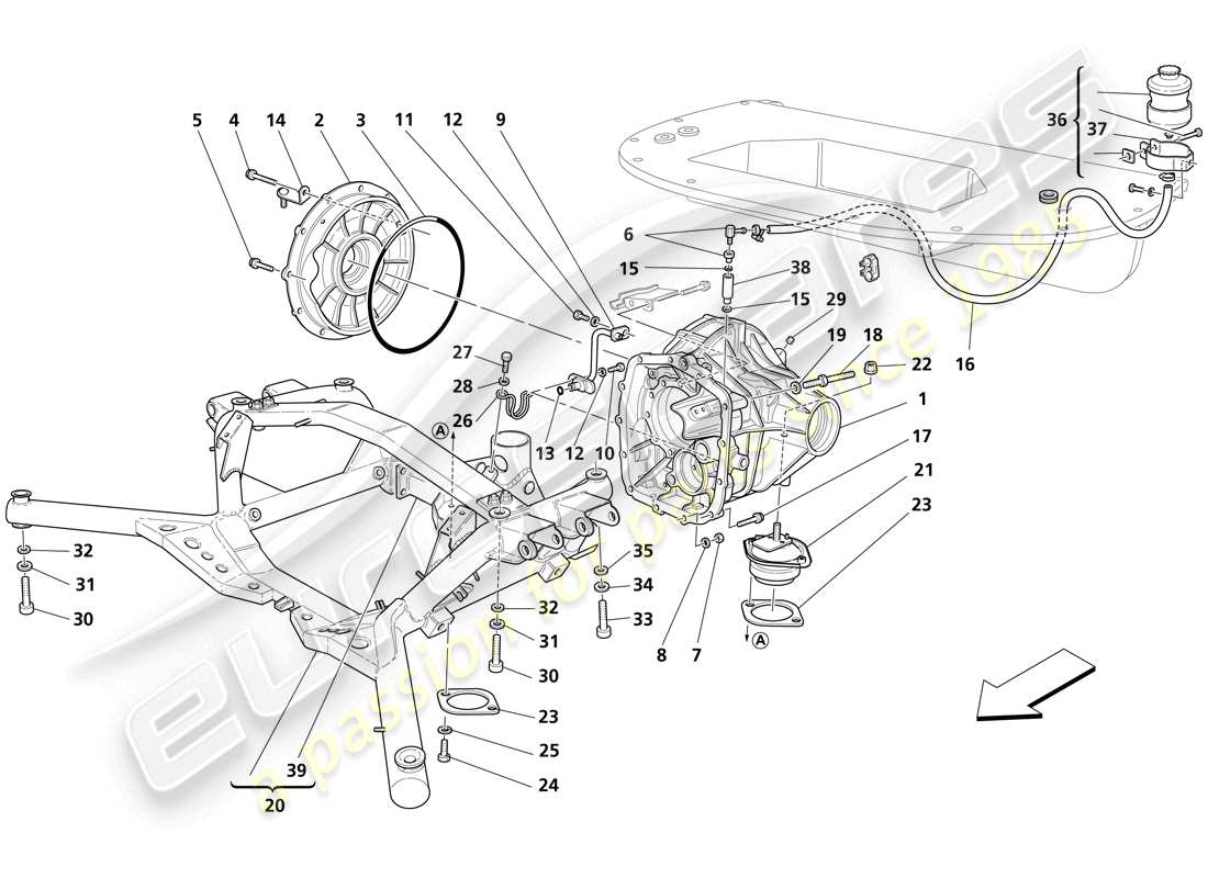 maserati trofeo differential box - rear underbody parts diagram