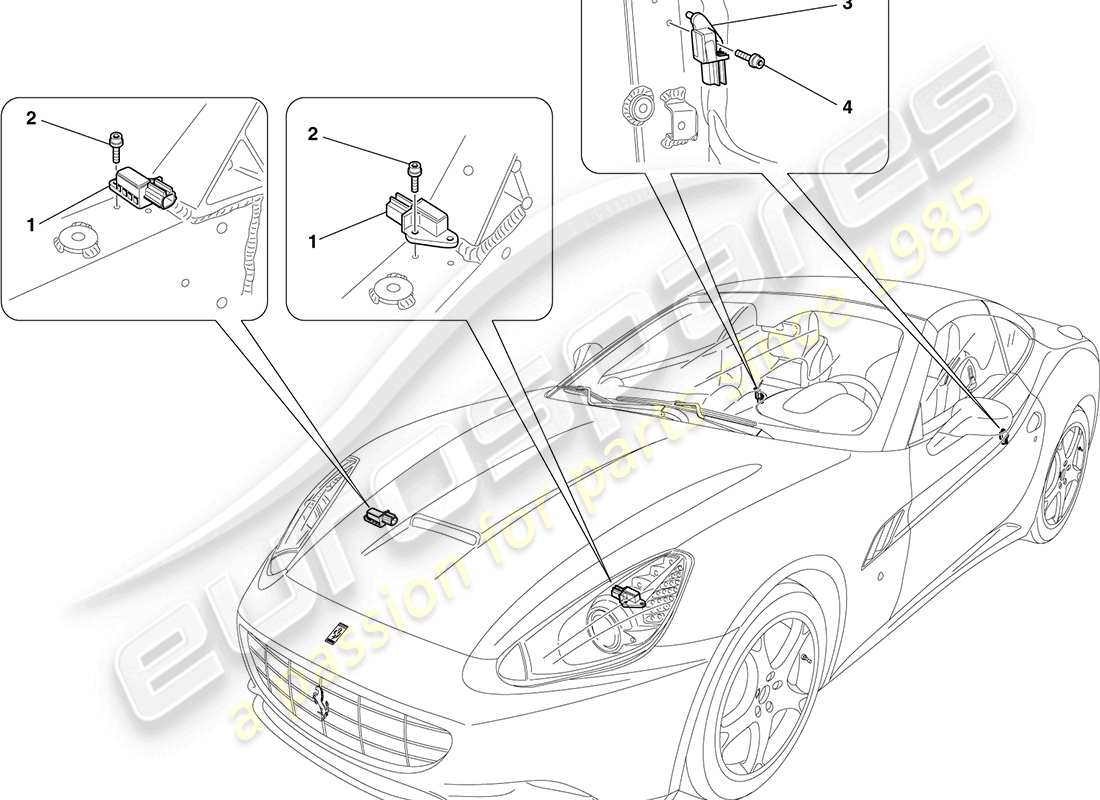 ferrari california (europe) airbag system parts diagram