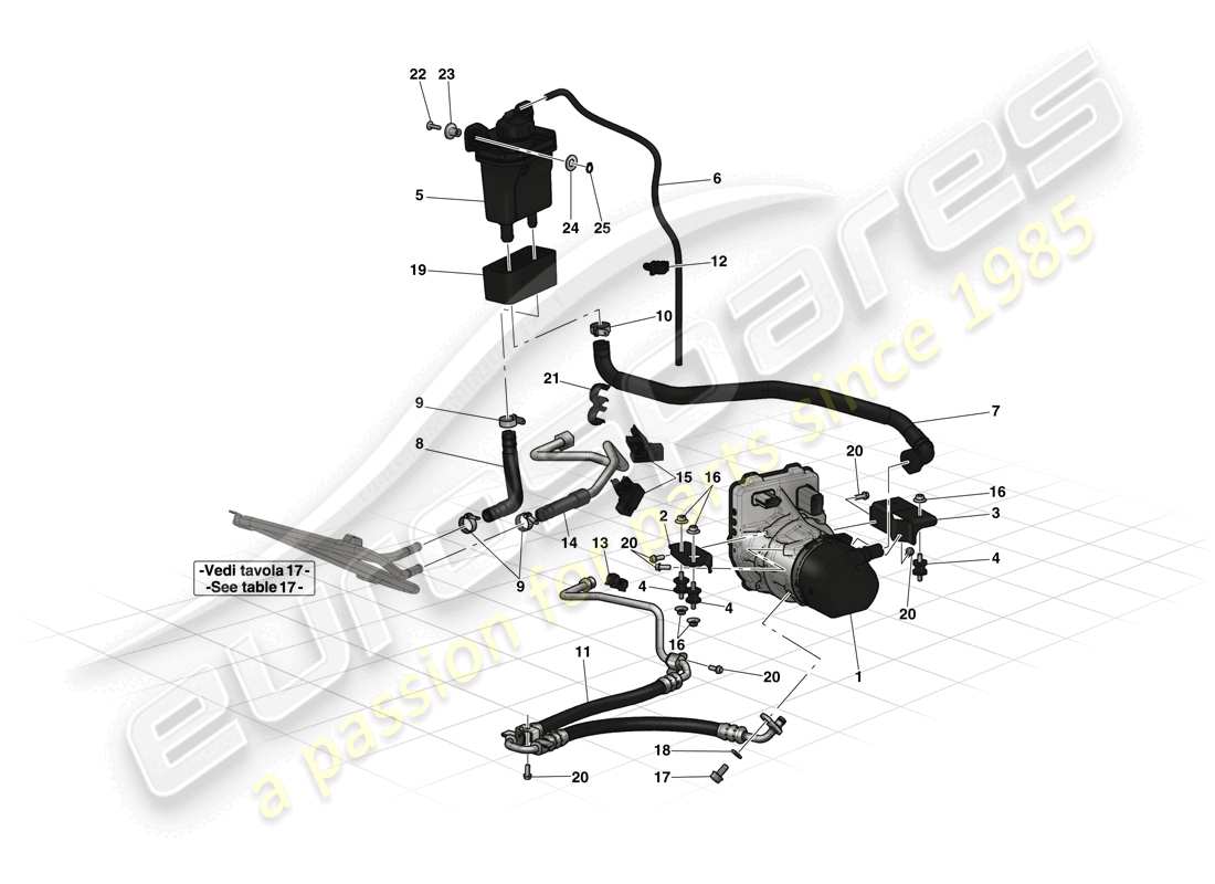 ferrari laferrari (europe) power steering pump and reservoir parts diagram