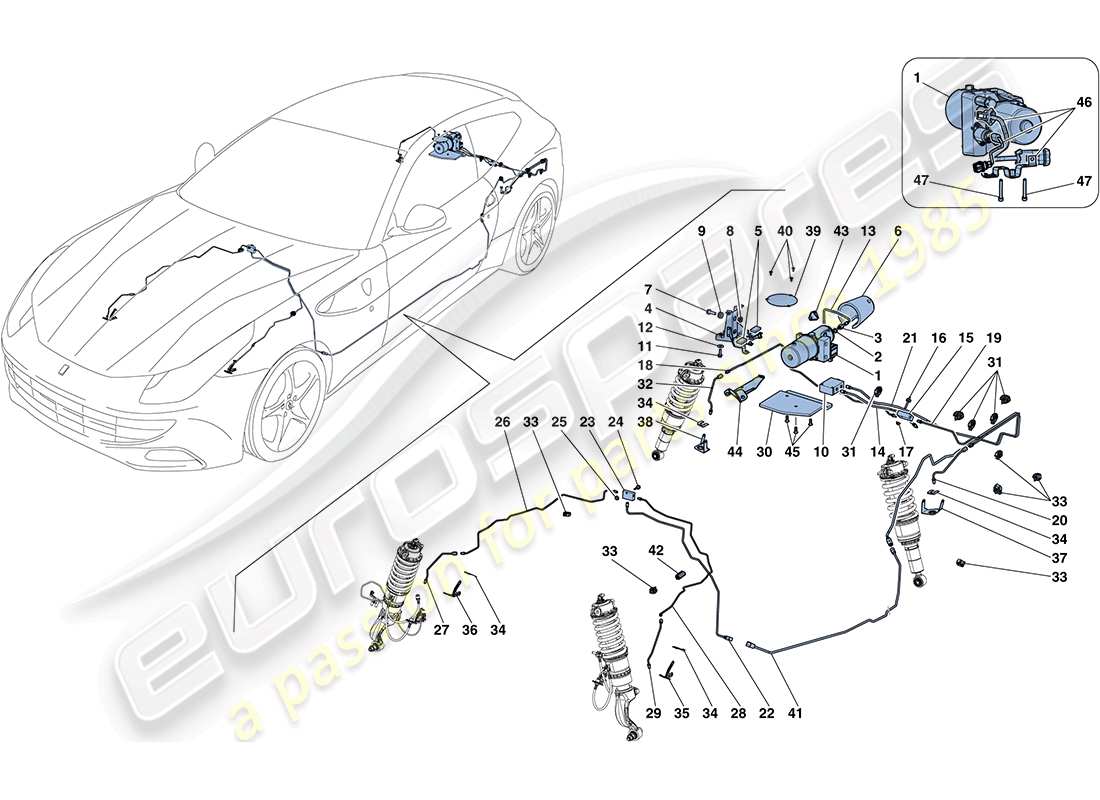 ferrari ff (rhd) vehicle lift system parts diagram