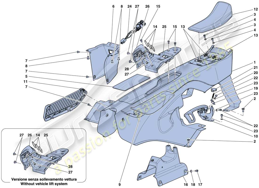 ferrari laferrari aperta (europe) passenger compartment trim and accessories parts diagram