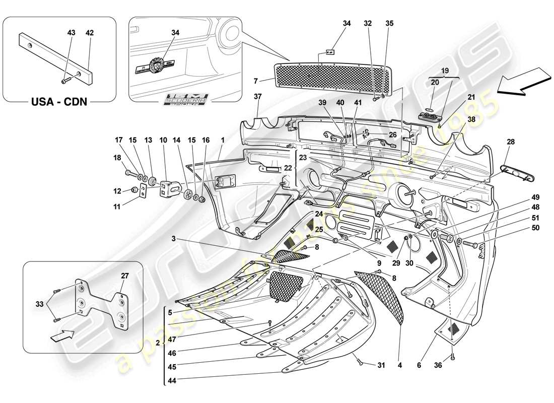 ferrari f430 scuderia (europe) rear bumper part diagram