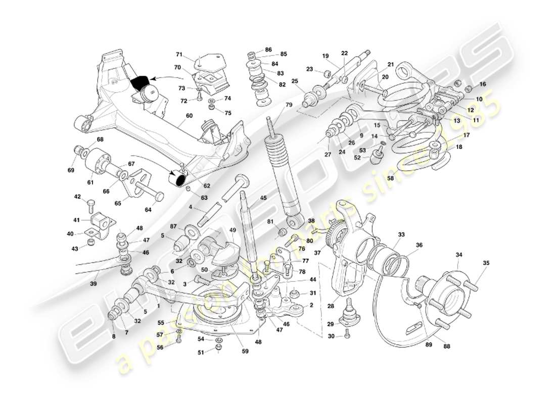 aston martin db7 vantage (2003) front suspension part diagram
